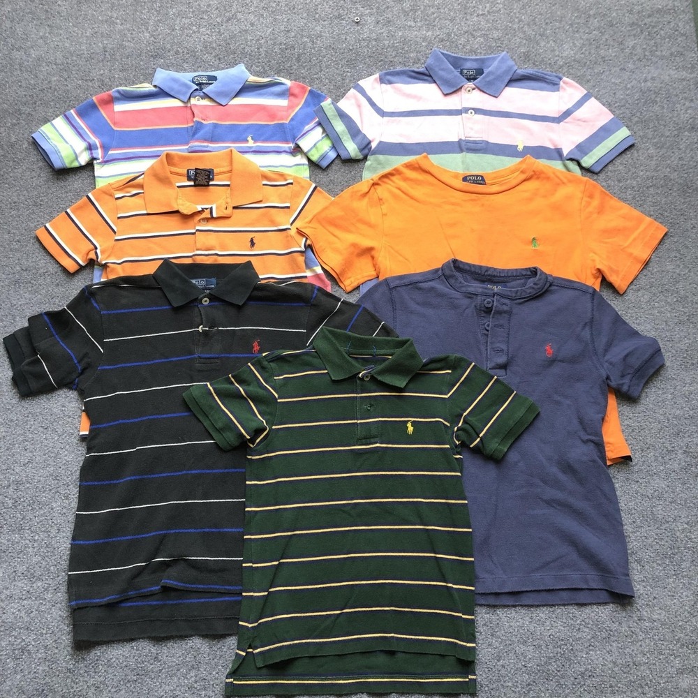 Polo Ralph Lauren Polo Shirt Youth 7 Multicolor Striped Short Sleeve LOT 7